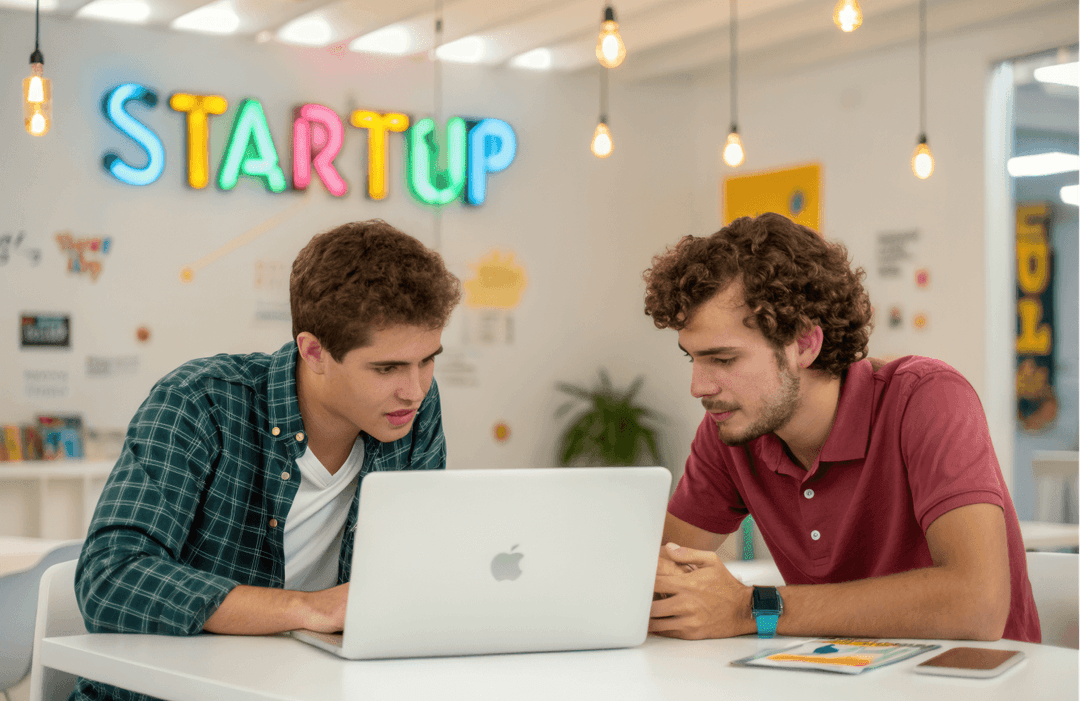 Startup tech partnership approach illustration