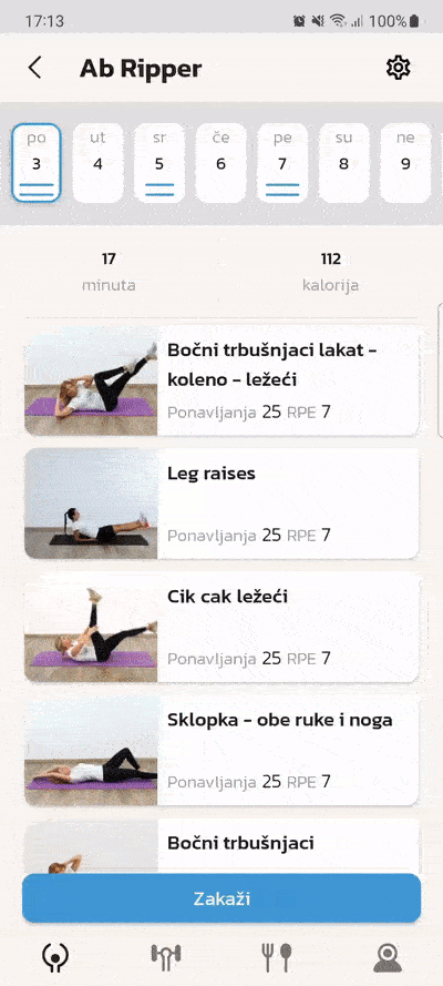 Fitflix app Android interface animation